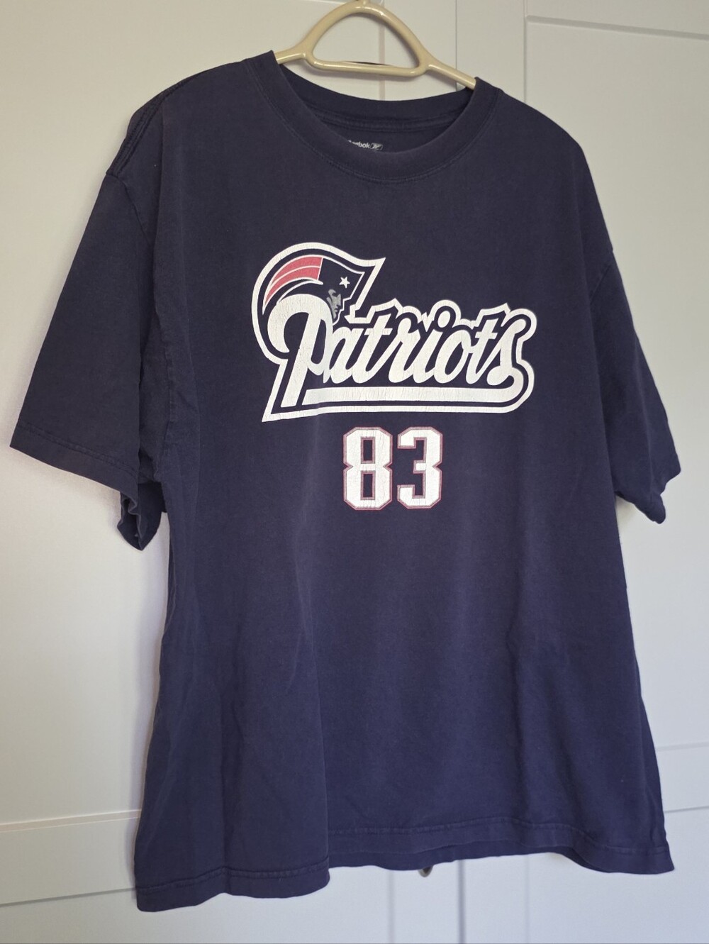 Reebok New England Patriots Welker 83 T-shirt Mens XL Navy Blue